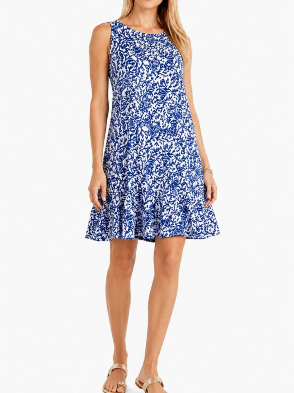 Lilly Pulitzer Kristen Flounce Dress Blue White Lobster Print Medium Coastal